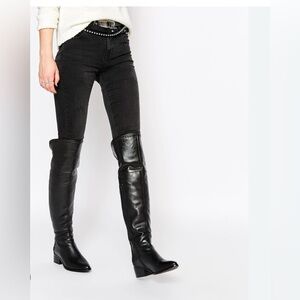 Chinese Laundry-Flash Genuine LeatherTall Boot-Black NWOT-Classic Sz 5.5-😍